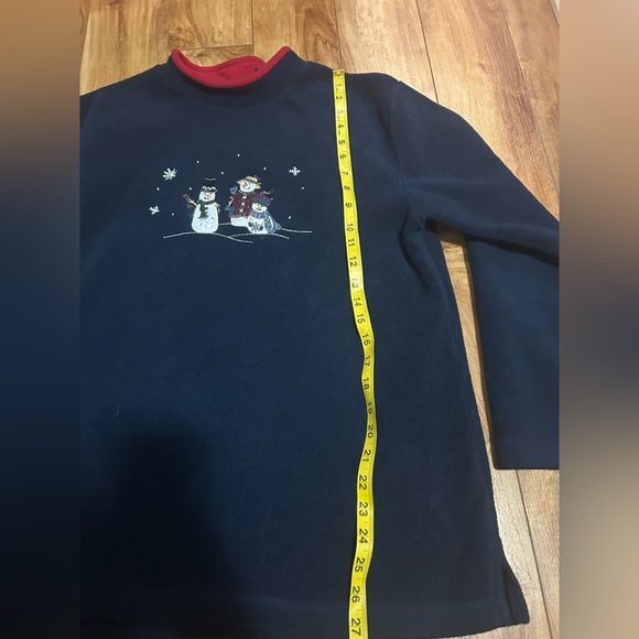 Vintage Croft and Borrow Navy Blue Snowman Family fleece Sweater - Picture 5 of 7